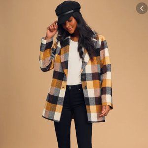 NWT Lulus Plaid Coat